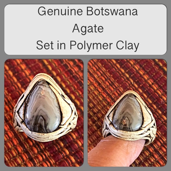 ✨HP✨Botswana Agate Ring Set in Polymer Clay✨ - Picture 2 of 4